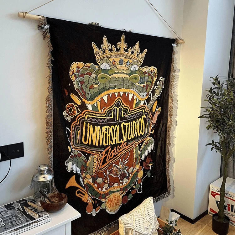 Custom Throw Blanket Eco-friendly Woven Tapestry Jacquard Decorative Sofa Throw Blanket