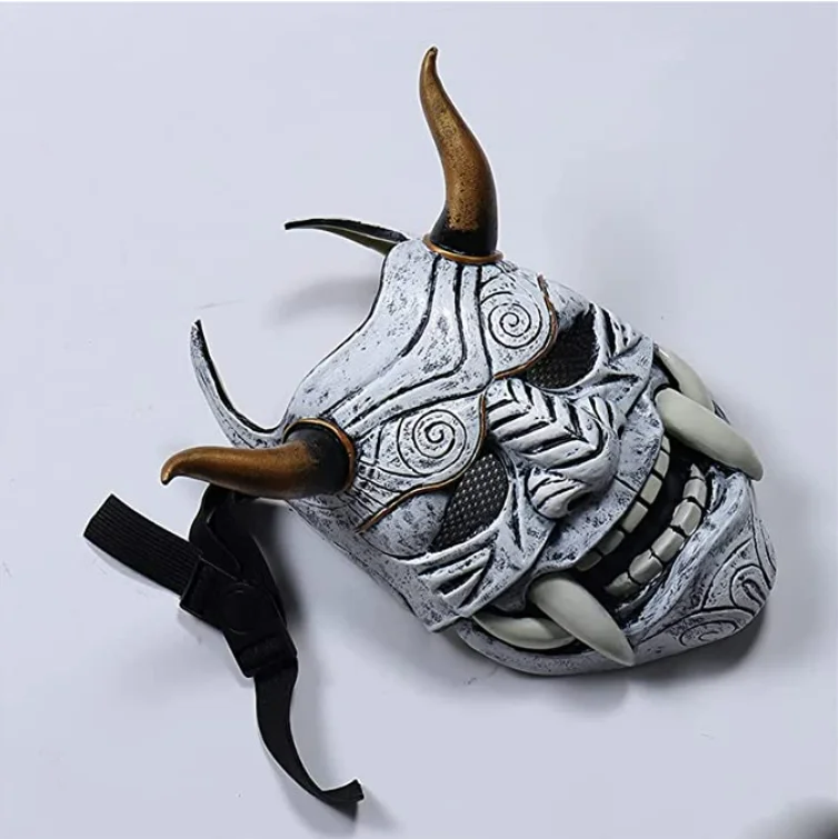 Wholesale Japanese Samurai-Assassin Mask Halloween Creepy Face Mask Latex Cosplay Party Props Headgear
