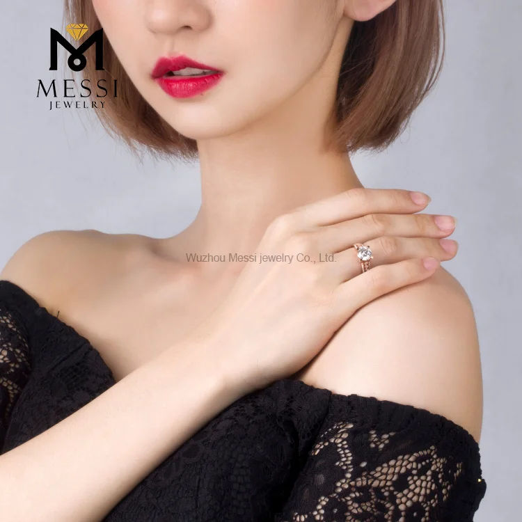 Цветочные полосы Косынка с боковыми вставками Помолвочное кольцо 14 к, розовое золото 18 карат, прекрасный муассанит кольцо с бриллиантом