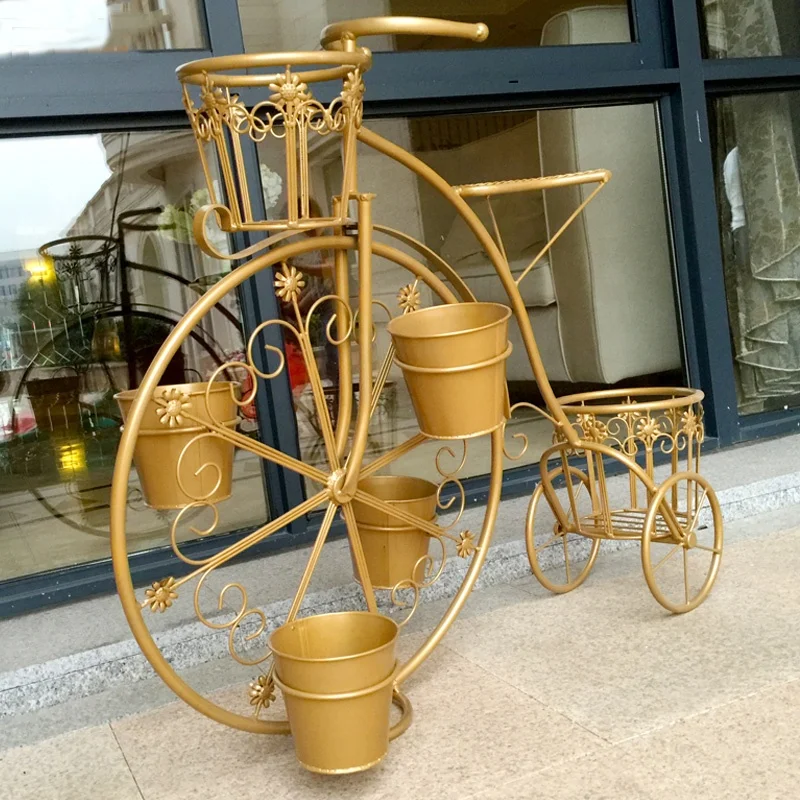 Amina Craft White Metal iron Flower bicycle pot stand For Wedding Decoration