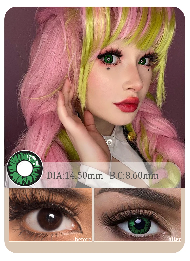 Anime Full Black Cat Eye Sharingan Cute Animal Colored Contact Lenses