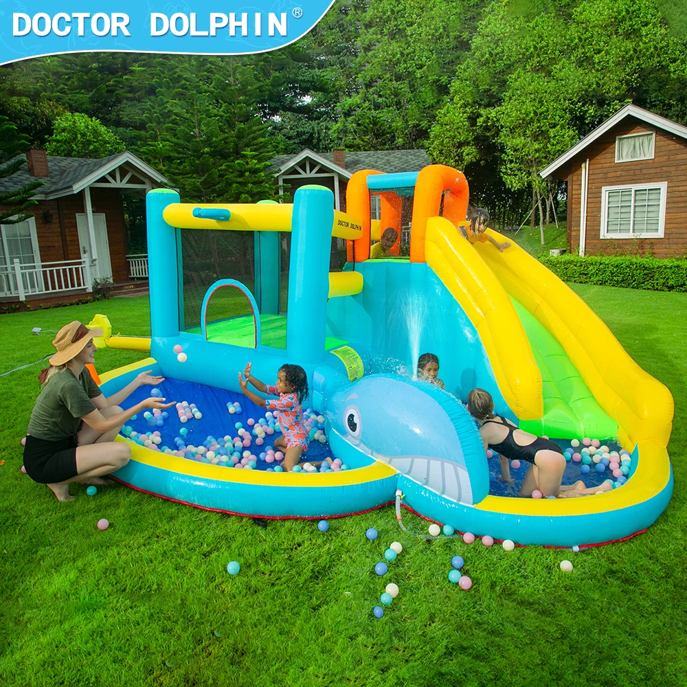 Doctor Dolphin ICTI Swimming Party Games bounce house Inflatable Water Slide Commercial Juegos Inflables