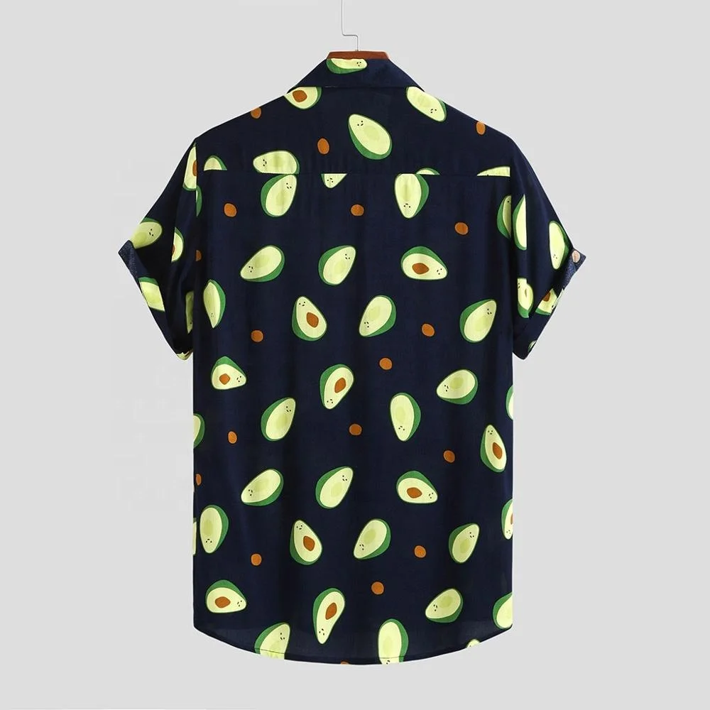 funny avocado print shirt beach shirt turn down collar Hawaiian shirt