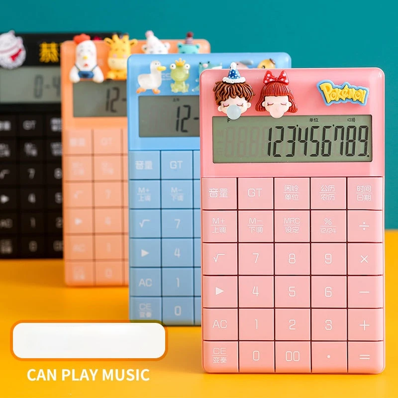 Voice calculator 12-bit large screen fashion ins wind cartoon cute solar accounting office for student