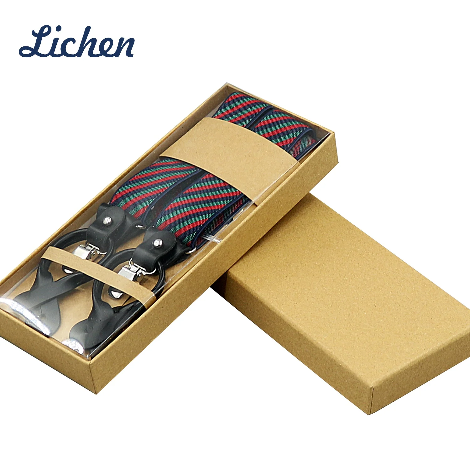 Однотонные мужские подтяжки с зажимом