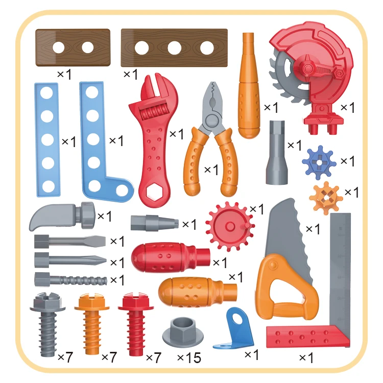 69 PCS tool trolley case 3 in 1 Kids Pretend Play Storage Workbench Work Shop Kit Tool Set Toy