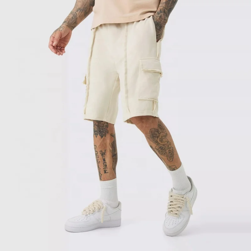 Hot Splicing Street Wear Sweat Shorts Custom Logo Multi Pocket Track Shorts New Design Mens Oversize Panel Shorts