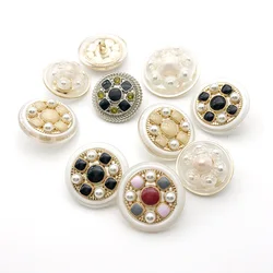 Hot sale snap button pearl metal gold fancy buttons for clothes