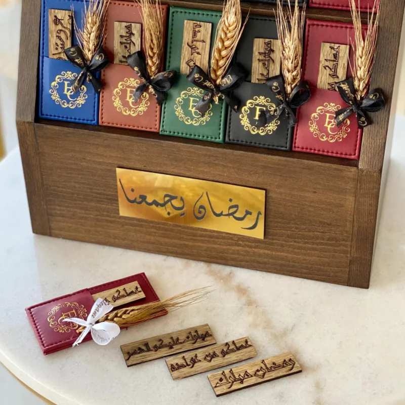 PU Leather Wedding Table Decor Oud Wood Holder Flower Holder Perfume Fragrance Bottle Case Giveaway Gift Tray for wedding Party