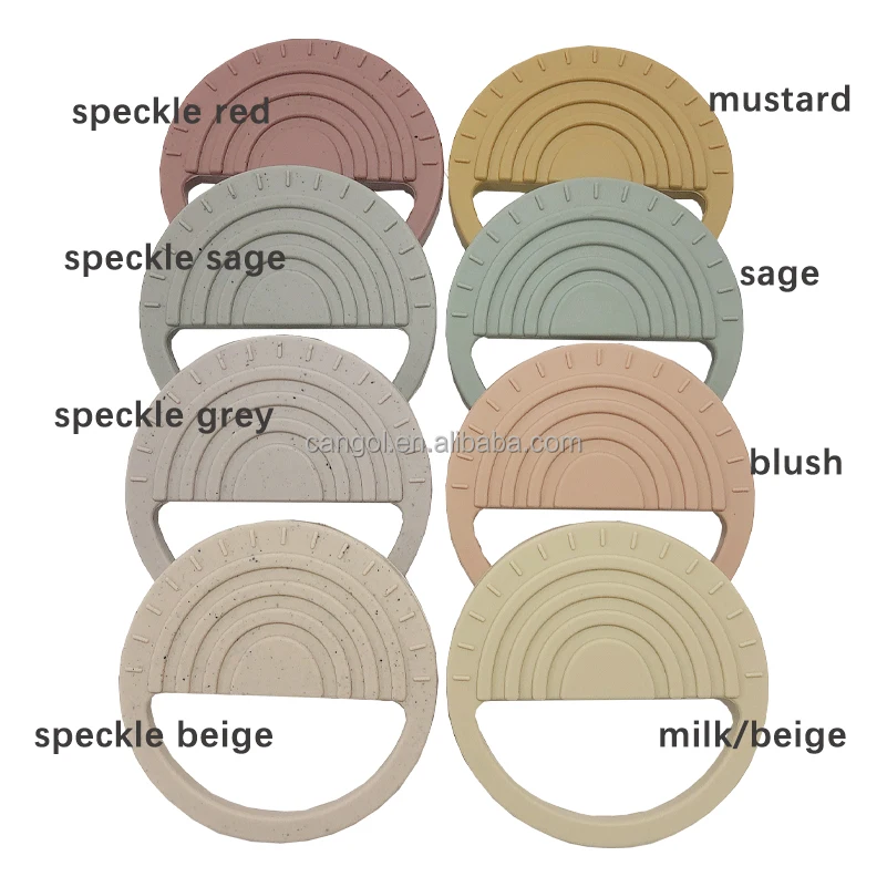 BPA FREE Silicone Baby Teething Toys Silicone Chewable Ring Rainbow Round Toys for Toddler Infants Soft Silicone Soothes Babies