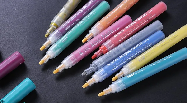 12 / 24 Colors/Set STA Acrylic Marker Pen For Glass Ceramic Art Painting Pen