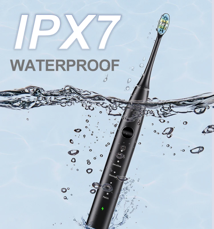 Ultrasonic Rechargeable Automatic IPX7 Waterproof Smart Sonic Electric Toothbrush with USB charging with Travel Case