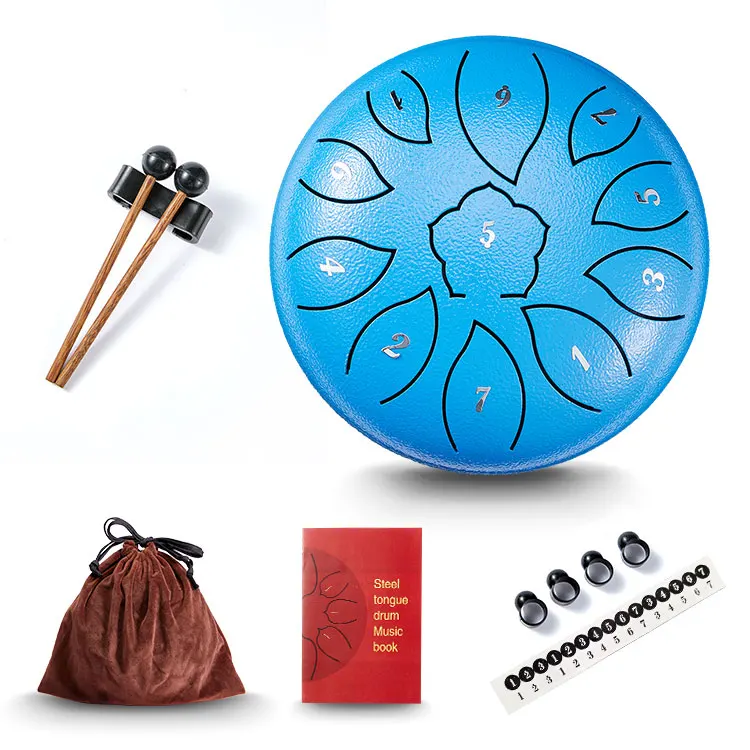 
Hot sale 6 inch 11 notes percussion instruments hibiscus Hand Pan drum steel tongue drum set for meditation yoga 