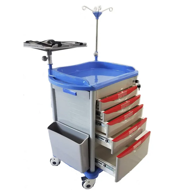 OEM Wholesale Color Medical Clinic Anaesthesia Drugs Hospital Emergency Trolley Nursing Crash Cart