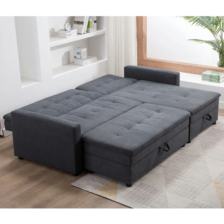 Frank modern luxury gray brown fabric sofa bed bedroom furniture set
