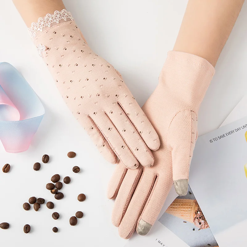 Fashion women lace summer driving sun protective gloves for ladies