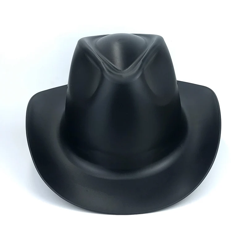 ANT5PPE Black Head Protection Helmet Western Cowboy Hard Hat with 6 Point Ratchet Suspension and Sweatband