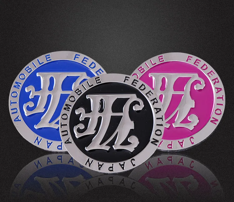 JAF JDM 3D Aluminum Alloy metal Car Stickers Japan Automobile Federation For Nissan Honda Yamaha Wheels Center Hub Cap Decals