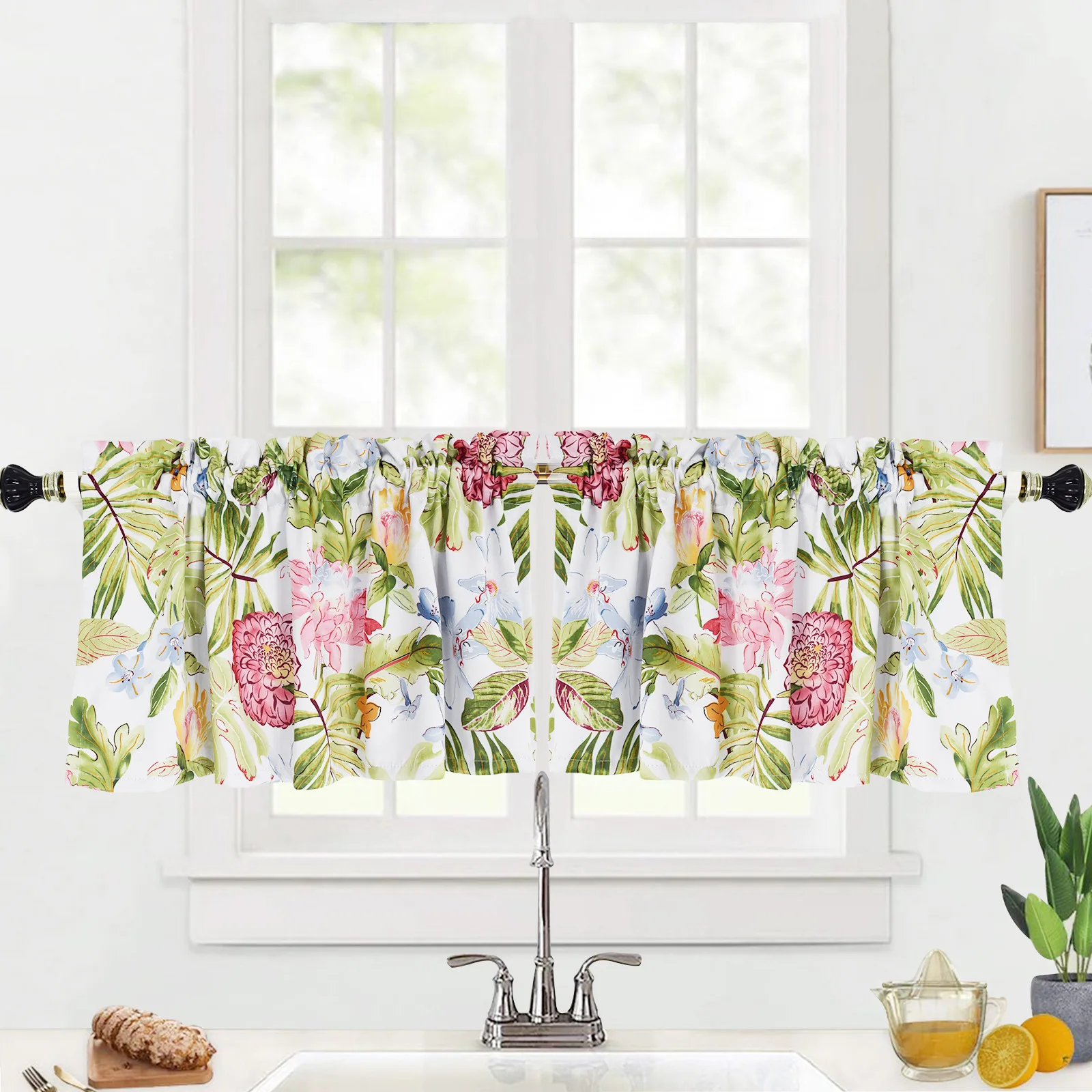 Wholesale Floral Kitchen Curtain Valance Rod Pocket Valance Short Window Treatment Decor Curtains for Kitchen