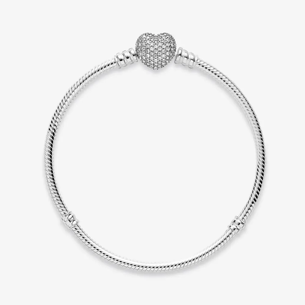 2021 Wholesale Heart Charm Silver Bracelet 925 Sterling for