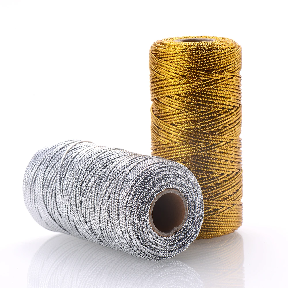 100m/Roll 1.5mm Gold & Silver Color Thread Cord Packing Rope Ornament String For DIY Wedding Party Christmas Gift Decor