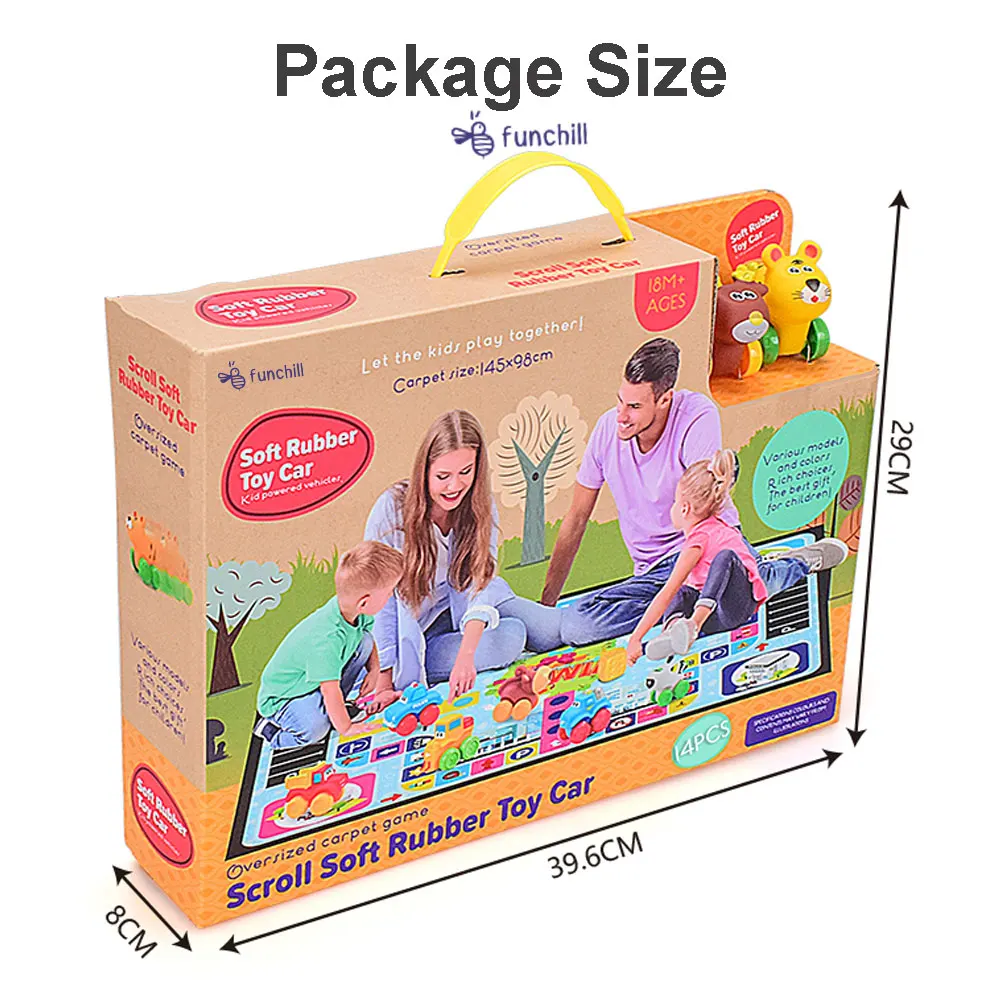 Amazon Hot Traffic Scene PVC Vinyl Toy Soft Rubber Animals Sliding Car Puzzle Mat Game Children Play Mat