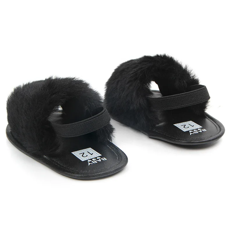 Mulit-colors Infant Girls Soft Sole Shoes Plush Slide Sandal Summer Toddler Princess Non-slip Crib Shoes For Girls