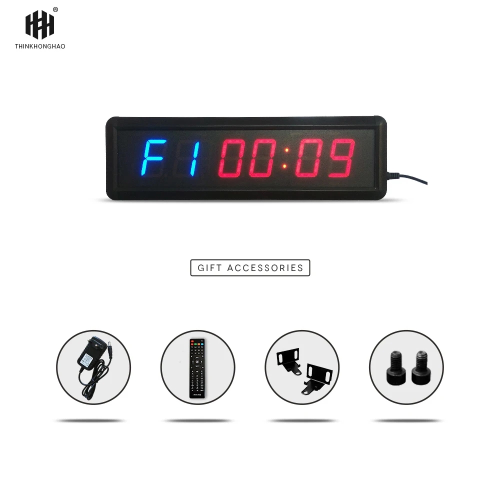 Hong hao big size muti-function led fitness timer clock 2.3inch height 6 digit character with stopwatch