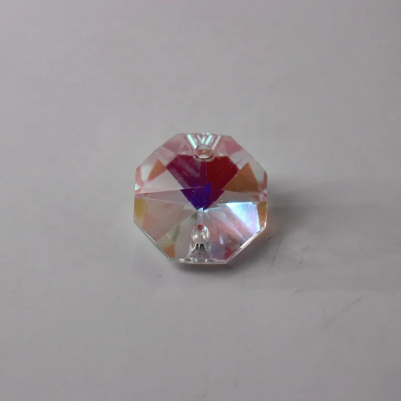 
14mm AB Color Glass Crystal Octagon Beads with 2 holes 