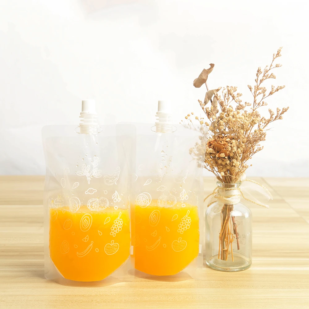 BPA Free Self Stand up Transparent Clear Liquid Juice Drink Packaging Spout Plastic Bag Beverage Pouch