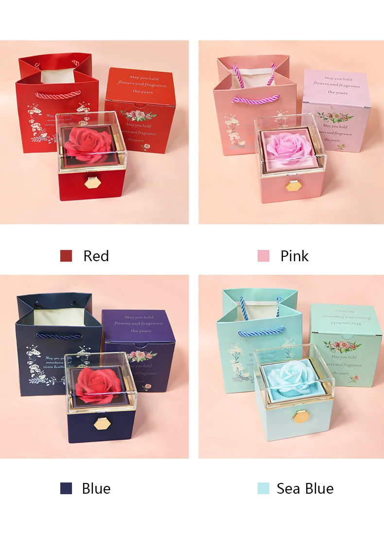 single forever rose ring gift box wedding favor boxes flower for jewelry ring