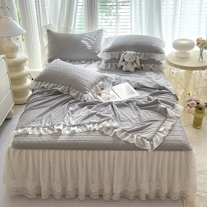 Hot Sale Luxury Ice Silk Cooling Thailand Natural Latex Mat Cooling Summer folding Sleeping Mat Summer quilt set