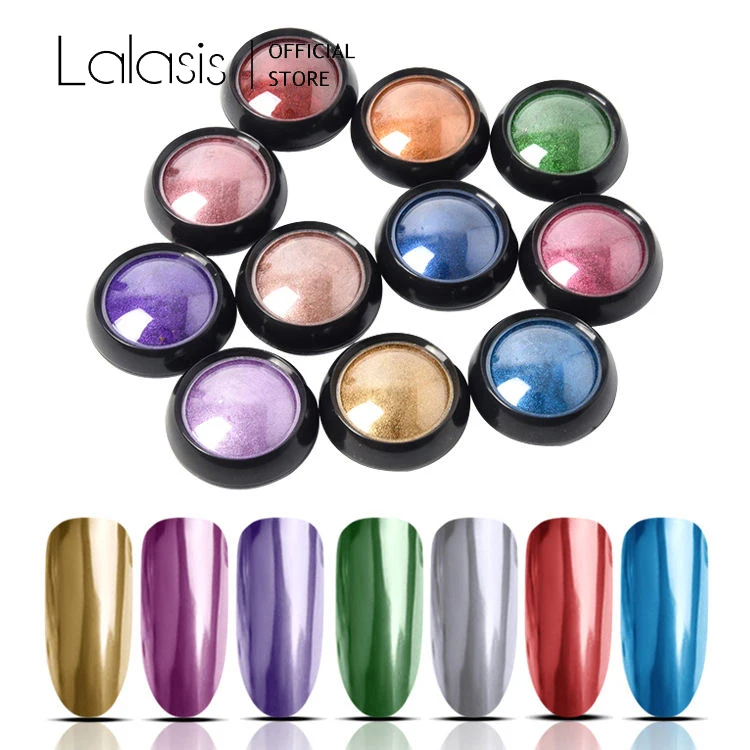 Lalasis factory price colors chrome pigment nail art powder mirror effect color shifting mirror powder for nails