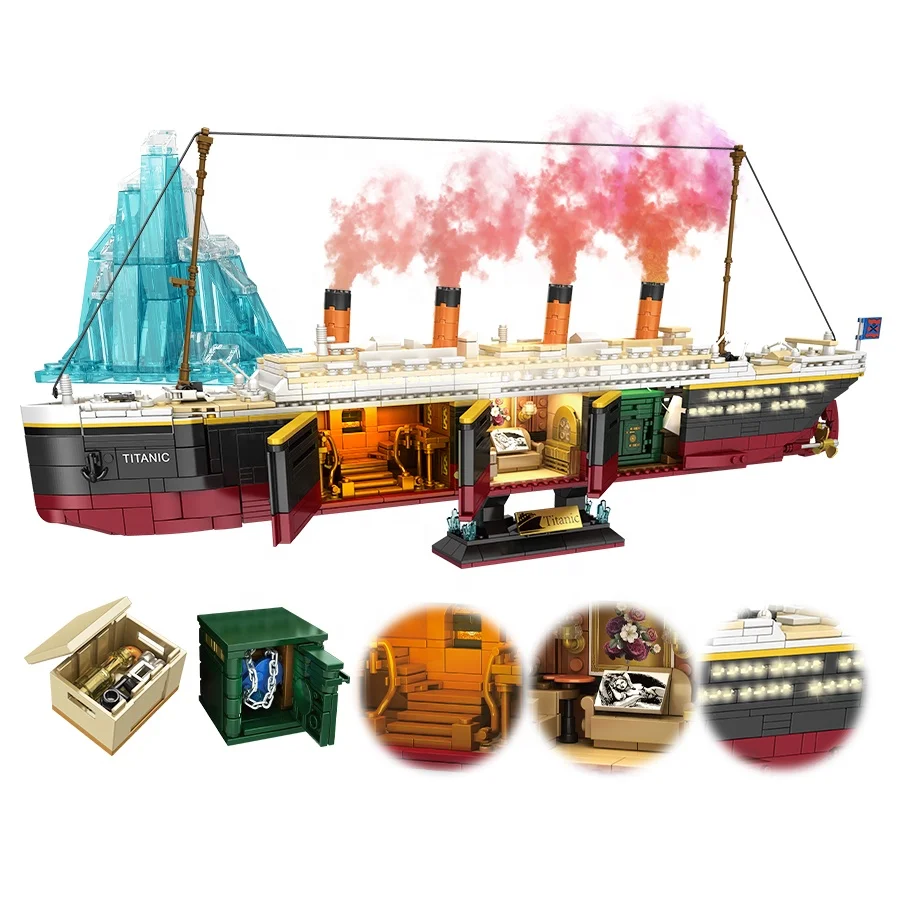 2288Pcs Movie Titanic Large Cruise Boat Ship Steamship Model DIY Assembly Brick Construction Toys Building Blocks Sets