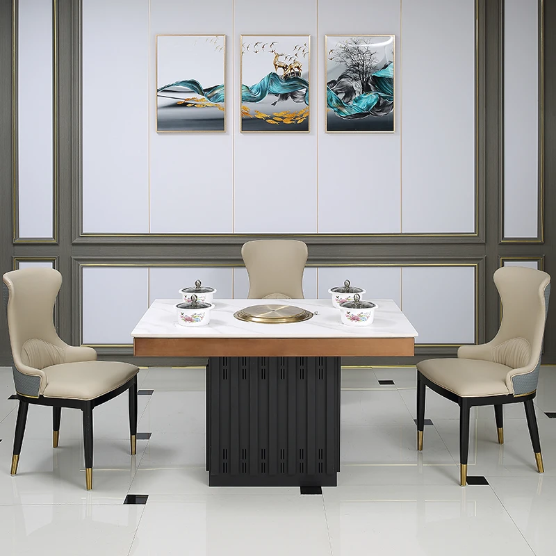 Zhuoyue KQ-336  Four Persons BBQ Grill In The Middle Built In Smokeless Individual Korean Barbecue Grill Table Hot Pot Table