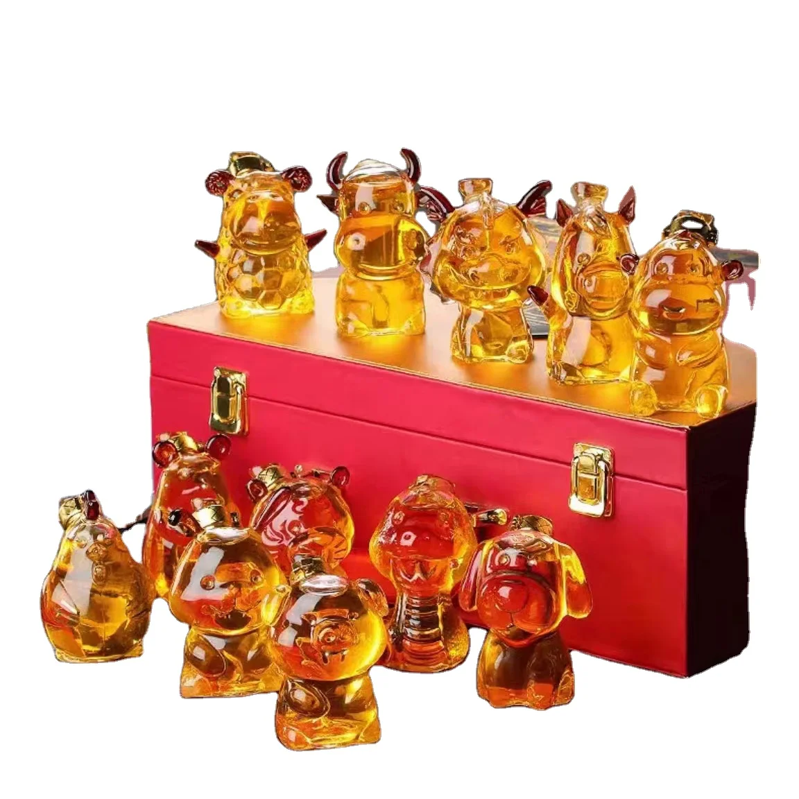new Design 150ml Chinese  Zodiac Animal Shaped Clear Glass Decanter Glass Bottle With Gift Box