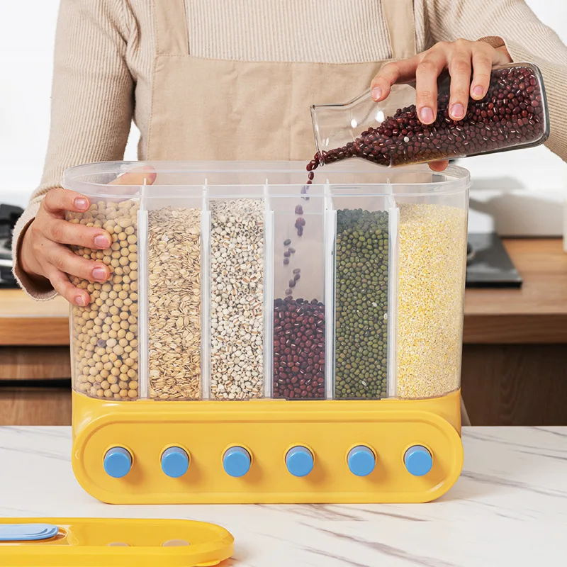 Transparent plastic sealed container cereal dispenser food jar kitchen grain storage box wall hanging storage tank