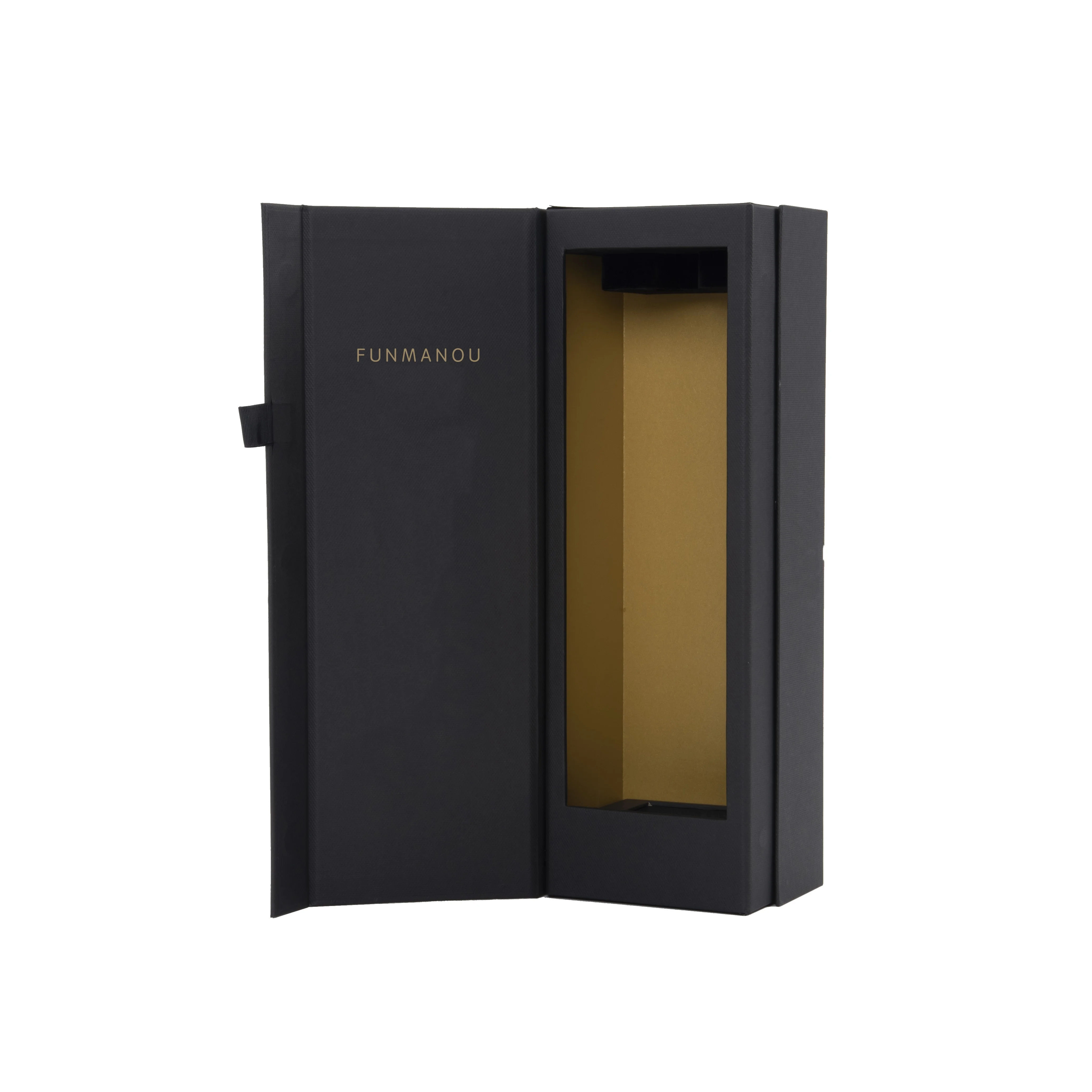 Custom Luxury Packaging Box Wine Bottle Box Black  Magnetic Paper Folding Paper Gift For Wine Custom Luxury Paper Packaging Box