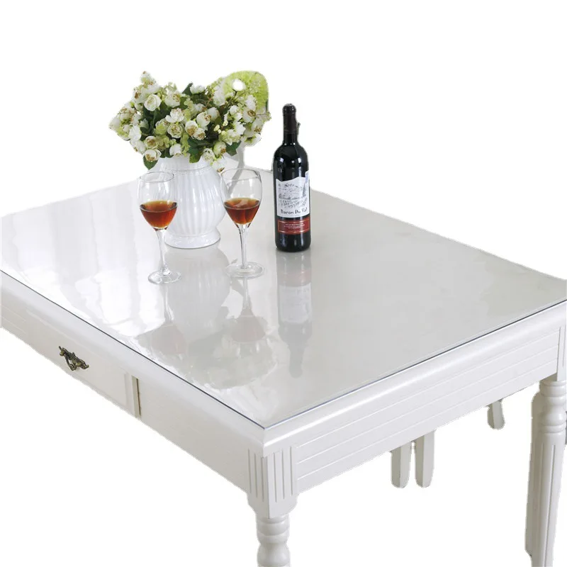 Crystal PVC Transparent Soft Glass Clear Film Sheet Printed Tablecloth For Dining Table