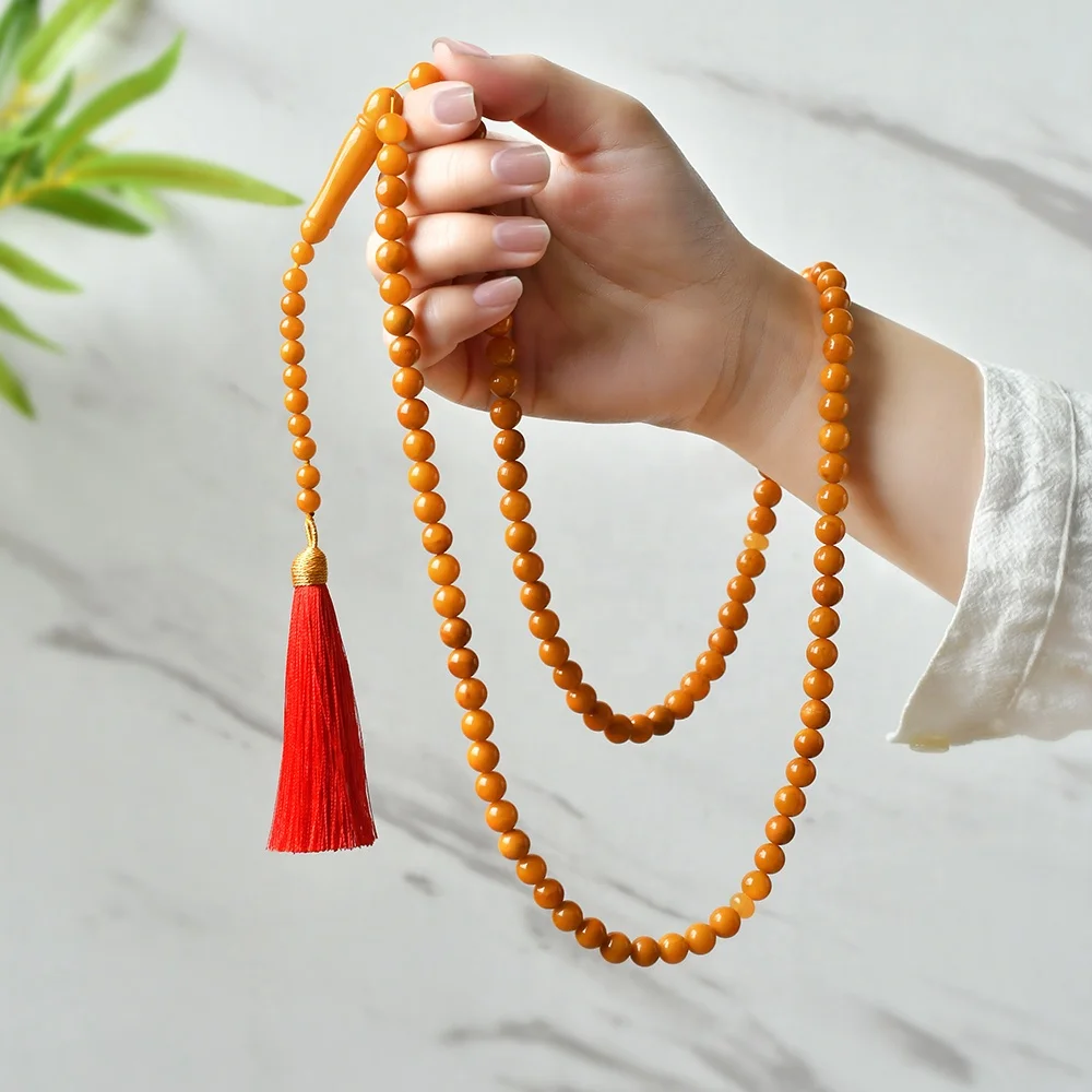 YS99NAM Original Vintage German Jewelry Baltic Amber Prayer Beads 99 Islamic Misbaha Muslim Natural Amber Tasbih Tasbeeh