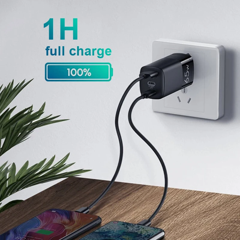 Адаптер для быстрой зарядки ноутбука с 3 портами USB Type-C 65