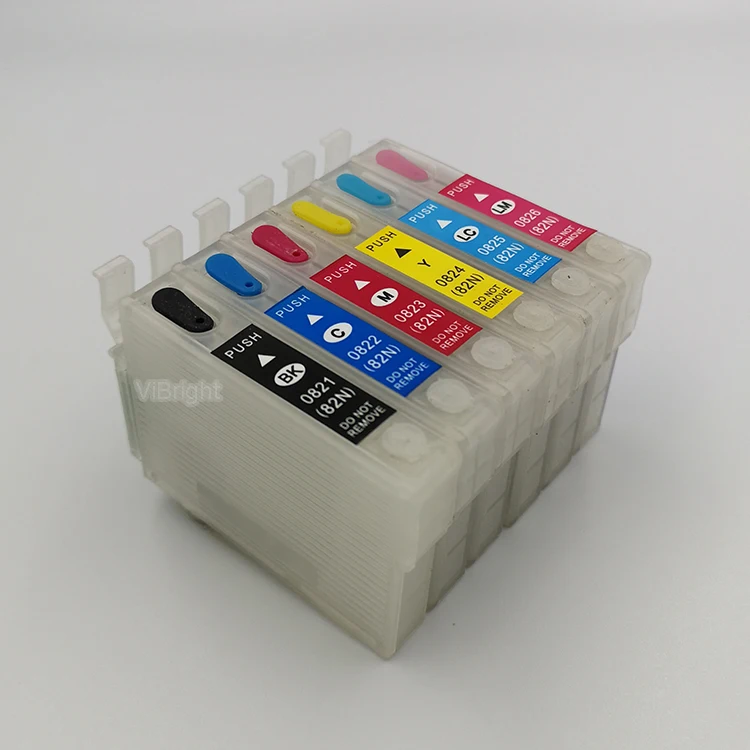 T0821N-6 Empty Refillable Ink Cartridge for Epson TX700/TX800/TX710W/TX650/TX810FW/TX820FWD/RX615/R270/R290/T50/T59/837  printer