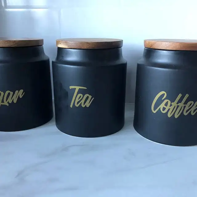 Custom Kitchen Pantry Decals Sugar Coffee Tea Decals Cupboard storage labels for Pantry organisation