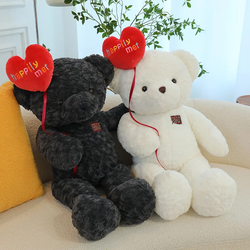 Happily Met Valentines Teddy Bears Wholesale Cuddly Soft Teddy Bear Stuffed Animal Holding Red Heart
