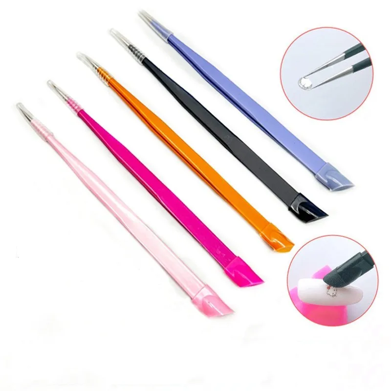 Silicone Pressing Head for 3D Sticker Rhinestones Water Sticker Stainless Steel Nail Tweezers