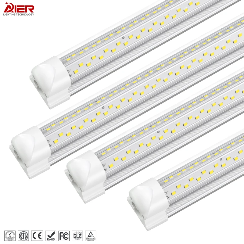 Indoor Lighting V-Shaped Aluminum 50w 100w 4ft 8ft Led Shop Lights 4 8 Foot T8 Integrated Led Tube Light Fixture