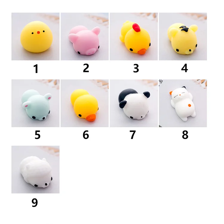 Милые детские развивающие игрушки, милые Заводские игрушки для снятия стресса, клейкие пластиковые животные, мягкие резиновые силиконовые сжимаемые игрушки Mochi