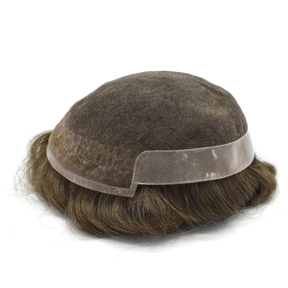 French Lace PU Men Human Hair Toupee System Natural Color indian cheap men hair toupee For Hair piece