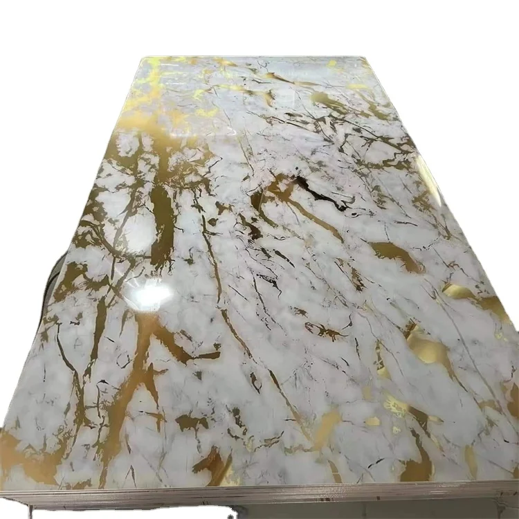 Modern Design 3D Printed PVC Wall Panel Marble Effect UV Board for TV Background for Villa Applications