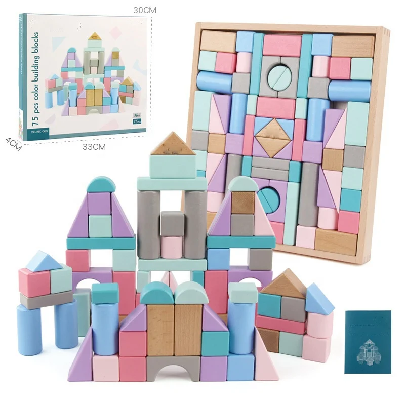 Hot Sale Wooden Assembly Building Blocks Desktop Games Geometry Wooden Blocks For 3+ Year Old Child